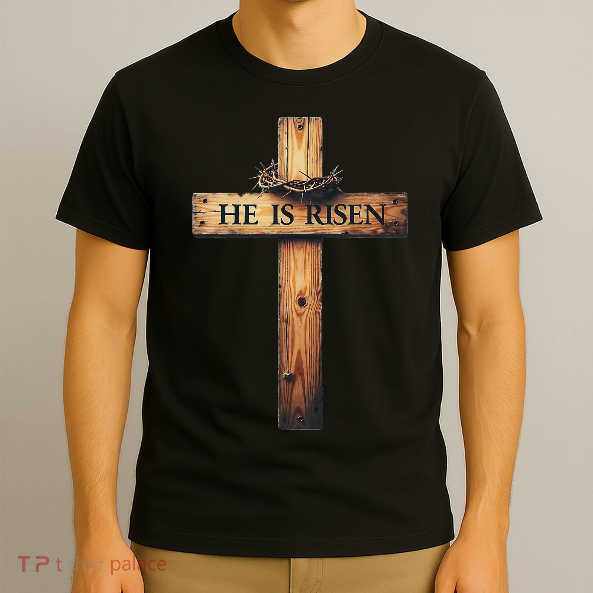 Easter Cross He Is Risen Jesus Christian Women T-Shirt