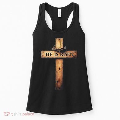 Easter Cross He Is Risen Jesus Christian Women Women's Tank Top