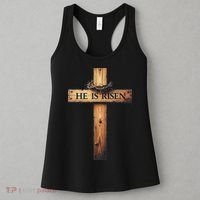 Easter Cross He Is Risen Jesus Christian Women Women's Tank Top thumb 3