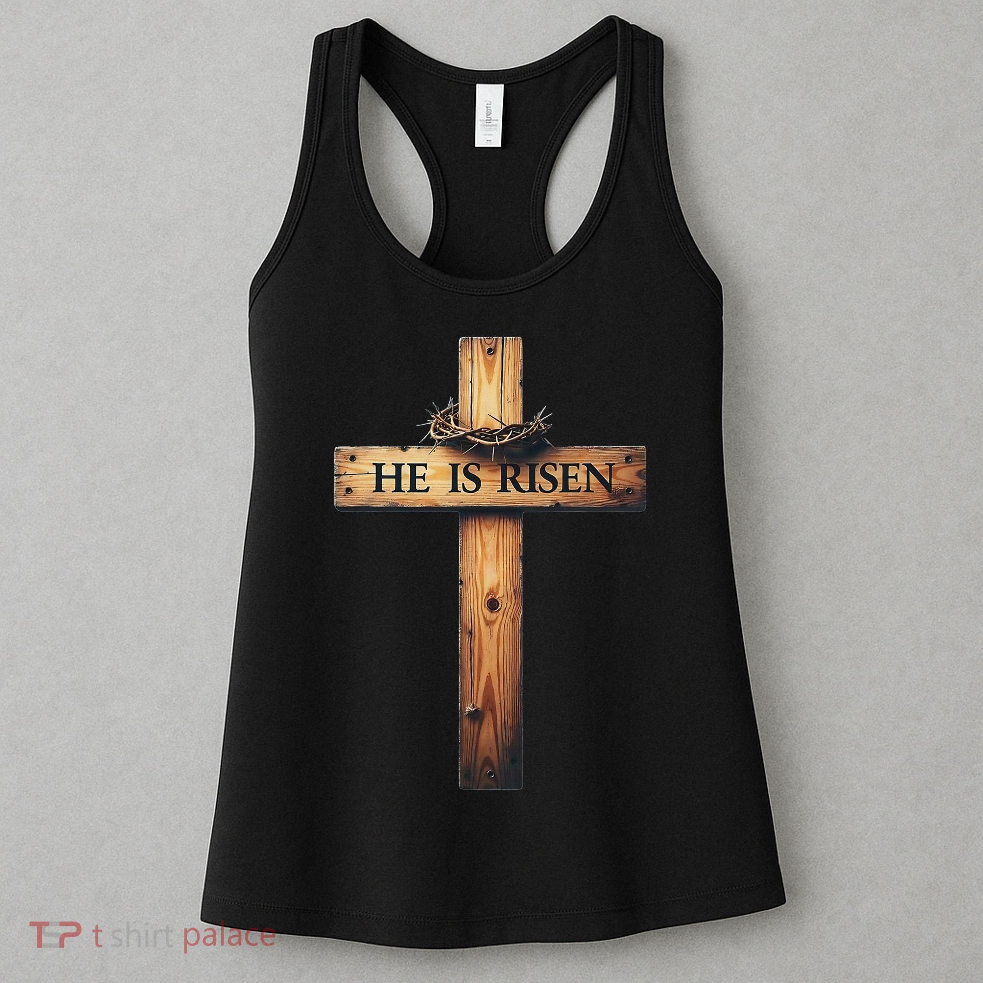 Easter Cross He Is Risen Jesus Christian Women Women's Tank Top