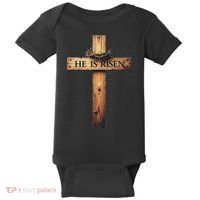 Easter Cross He Is Risen Jesus Christian Women Baby Bodysuit thumb 0