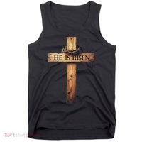 Easter Cross He Is Risen Jesus Christian Women Tank Top thumb 0