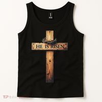 Easter Cross He Is Risen Jesus Christian Women Tank Top thumb 2