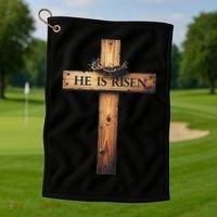 Easter Cross He Is Risen Jesus Christian Women Golf Towel thumb 1