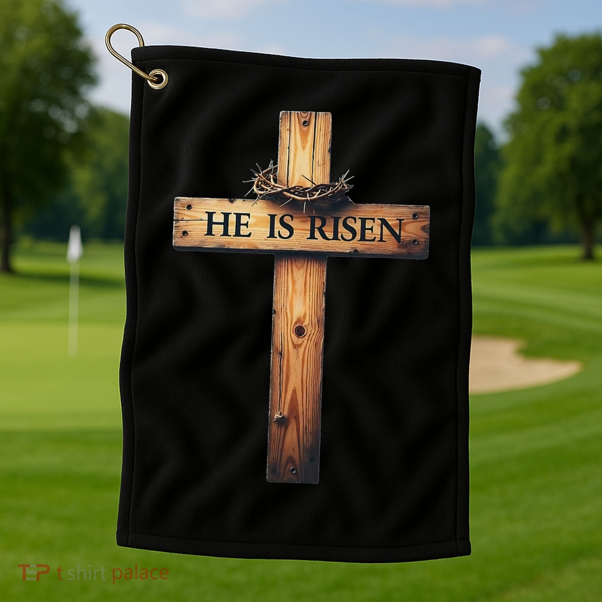 Easter Cross He Is Risen Jesus Christian Women Golf Towel