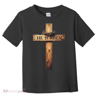 Easter Cross He Is Risen Jesus Christian Women Toddler T-Shirt