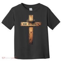Easter Cross He Is Risen Jesus Christian Women Toddler T-Shirt thumb 0