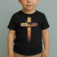 Easter Cross He Is Risen Jesus Christian Women Toddler T-Shirt thumb 2