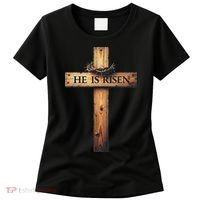 Easter Cross He Is Risen Jesus Christian Women Women's T-Shirt thumb 0