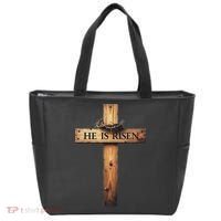 Easter Cross He Is Risen Jesus Christian Women Tote Bag thumb 0