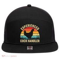 Experienced Cock Handler Chicken Farmer Pun 7 Panel Mesh Trucker Snapback Hat thumb 0