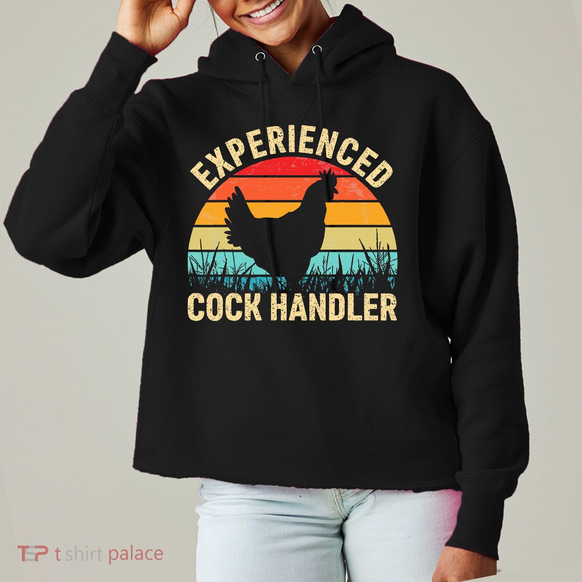 Experienced Cock Handler Chicken Farmer Pun Ladies Heavyweight Boxy Pullover Hoodie