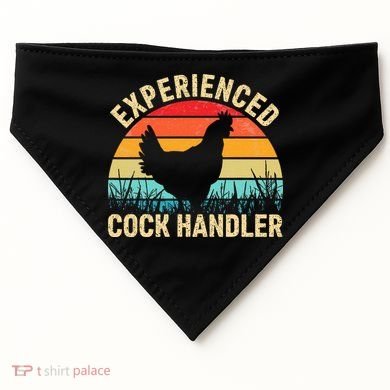 Experienced Cock Handler Chicken Farmer Pun USA-Made Doggie Bandana
