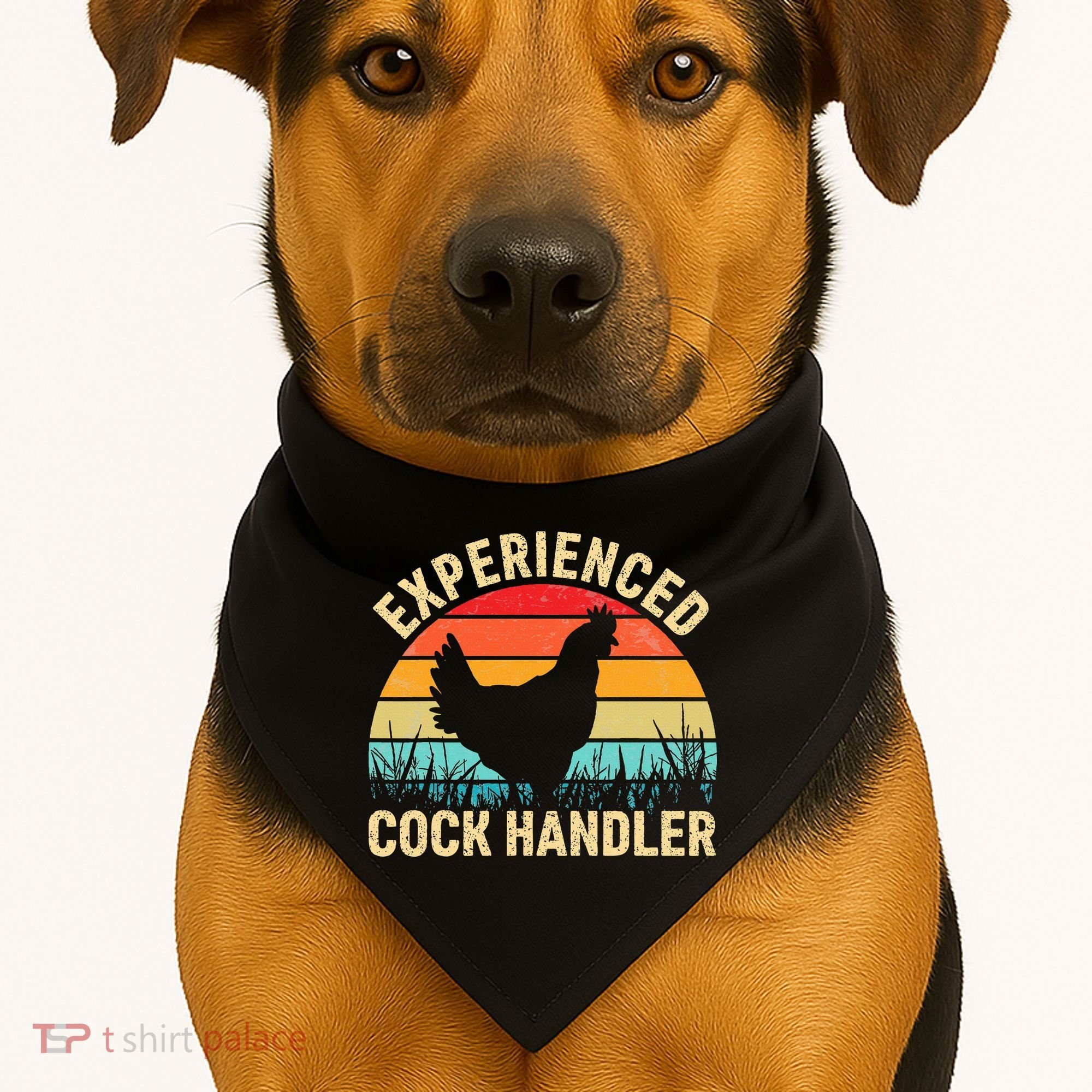 Experienced Cock Handler Chicken Farmer Pun USA-Made Doggie Bandana