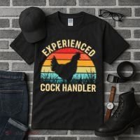 Experienced Cock Handler Chicken Farmer Pun Tall T-Shirt thumb 3