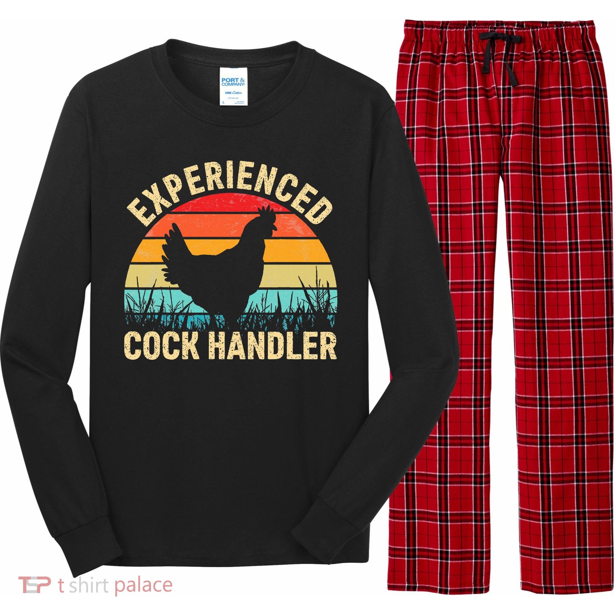 Experienced Cock Handler Chicken Farmer Pun Long Sleeve Pajama Set
