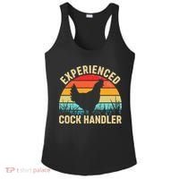 Experienced Cock Handler Chicken Farmer Pun Ladies PosiCharge Competitor Racerback Tank thumb 0