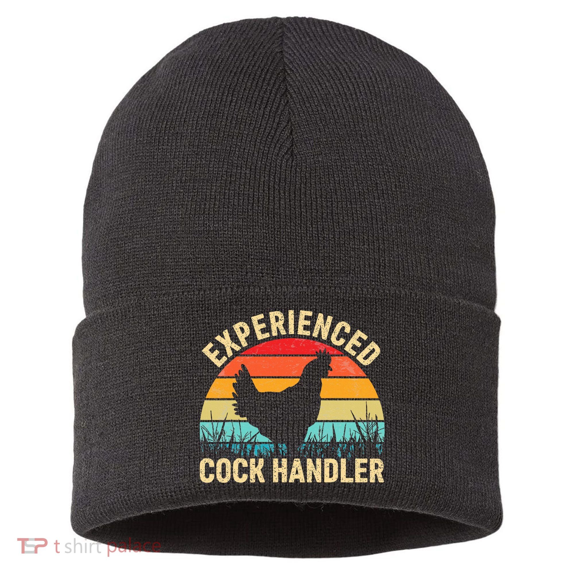 Experienced Cock Handler Chicken Farmer Pun Sustainable Knit Beanie