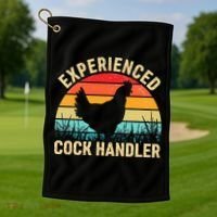 Experienced Cock Handler Chicken Farmer Pun Golf Towel thumb 1