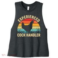 Experienced Cock Handler Chicken Farmer Pun Women's Racerback Cropped Tank thumb 0