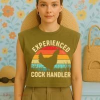 Experienced Cock Handler Chicken Farmer Pun Garment-Dyed Women's Muscle Tee thumb 4