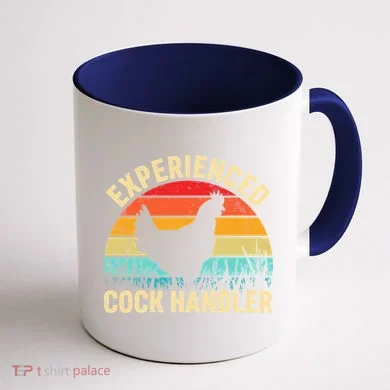 Experienced Cock Handler Chicken Farmer Pun Coffee Mug back