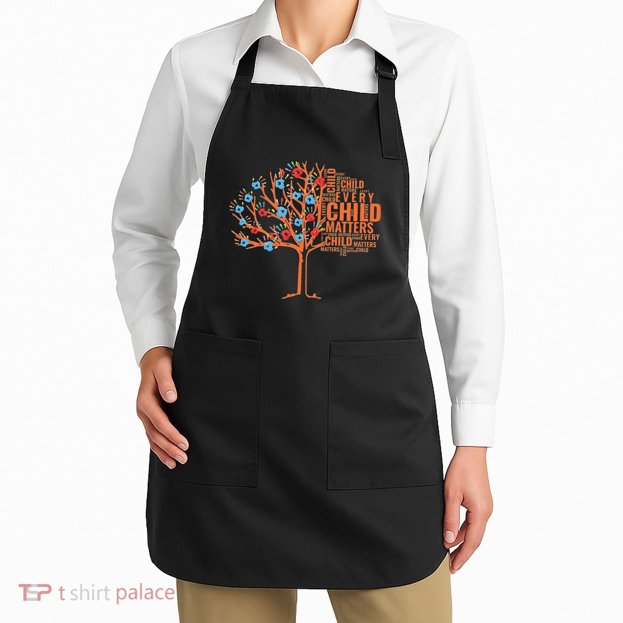 Every Child In Matters Tree Orange Day Apron