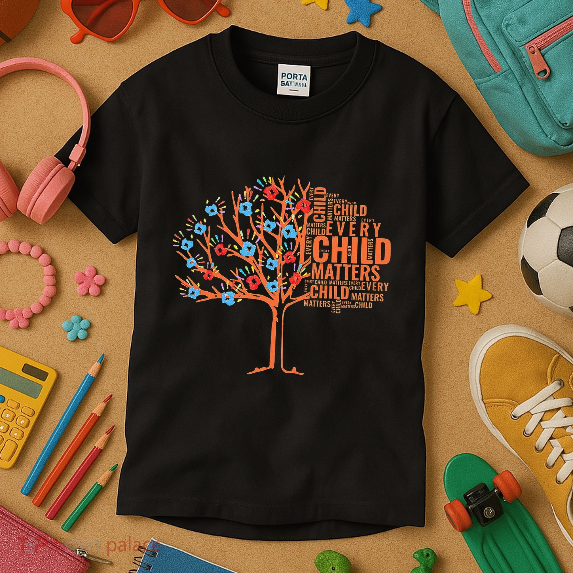 Every Child In Matters Tree Orange Day Kids T-Shirt