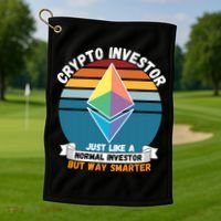 Ethereum Crypto Investor, HODL Ethereum, Crypto Coin, Funny ETH Golf Towel thumb 1