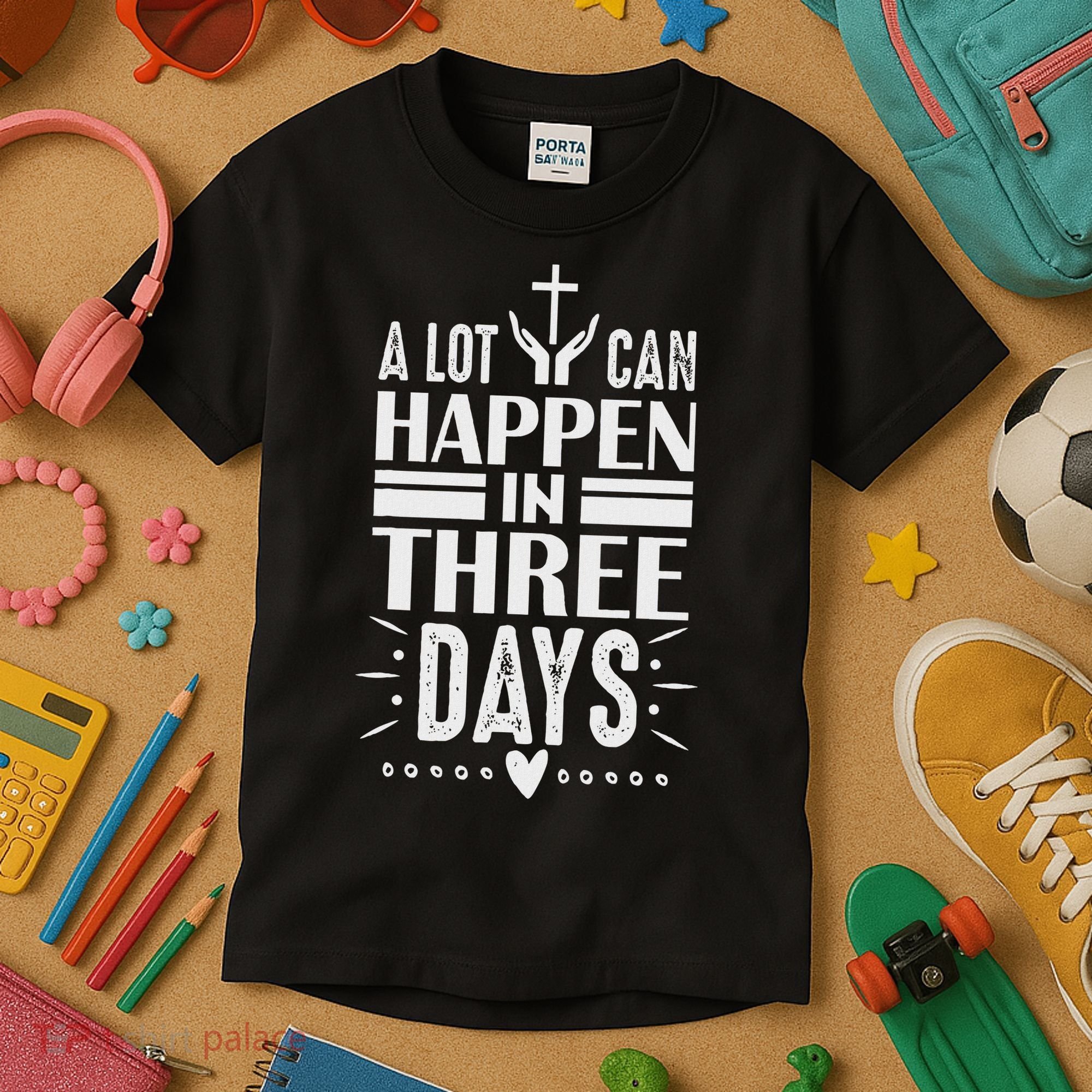 Easter Christian Jesus Cross Celebration Resurrection 3 Days Kids T-Shirt
