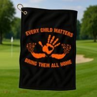 Every Child Matters Bring Them All Home Orange Handprint Golf Towel thumb 1