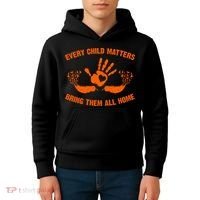Every Child Matters Bring Them All Home Orange Handprint Kids Hoodie thumb 4