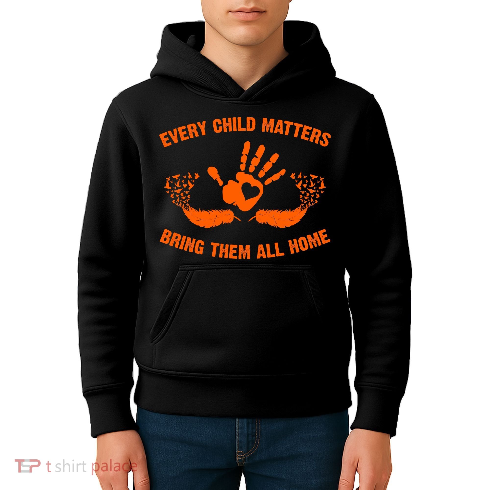 Every Child Matters Bring Them All Home Orange Handprint Kids Hoodie
