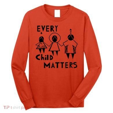 Every Child Matters Black Print Orange Long Sleeve Shirt