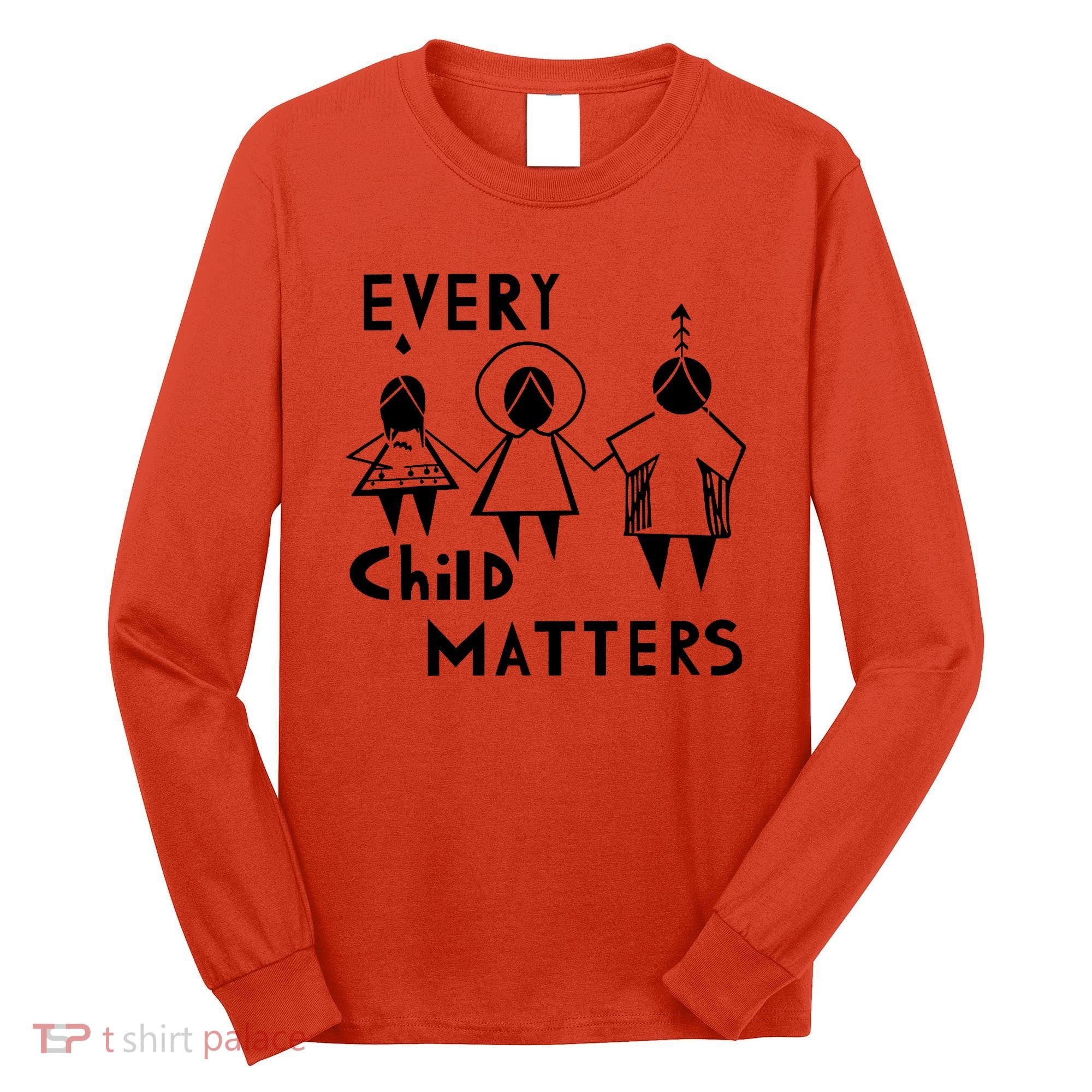 Every Child Matters Black Print Orange Long Sleeve Shirt