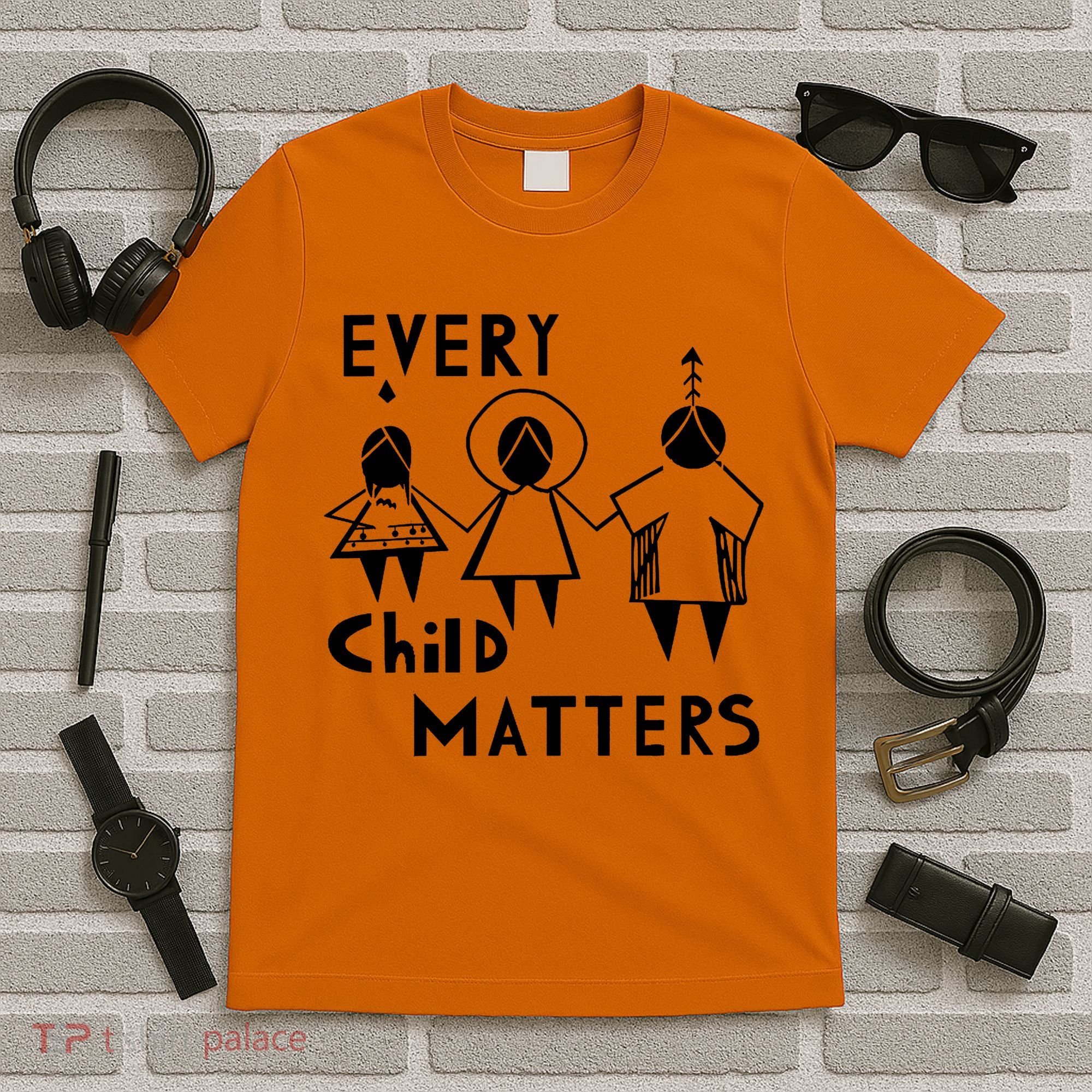 Every Child Matters Black Print Orange T-Shirt