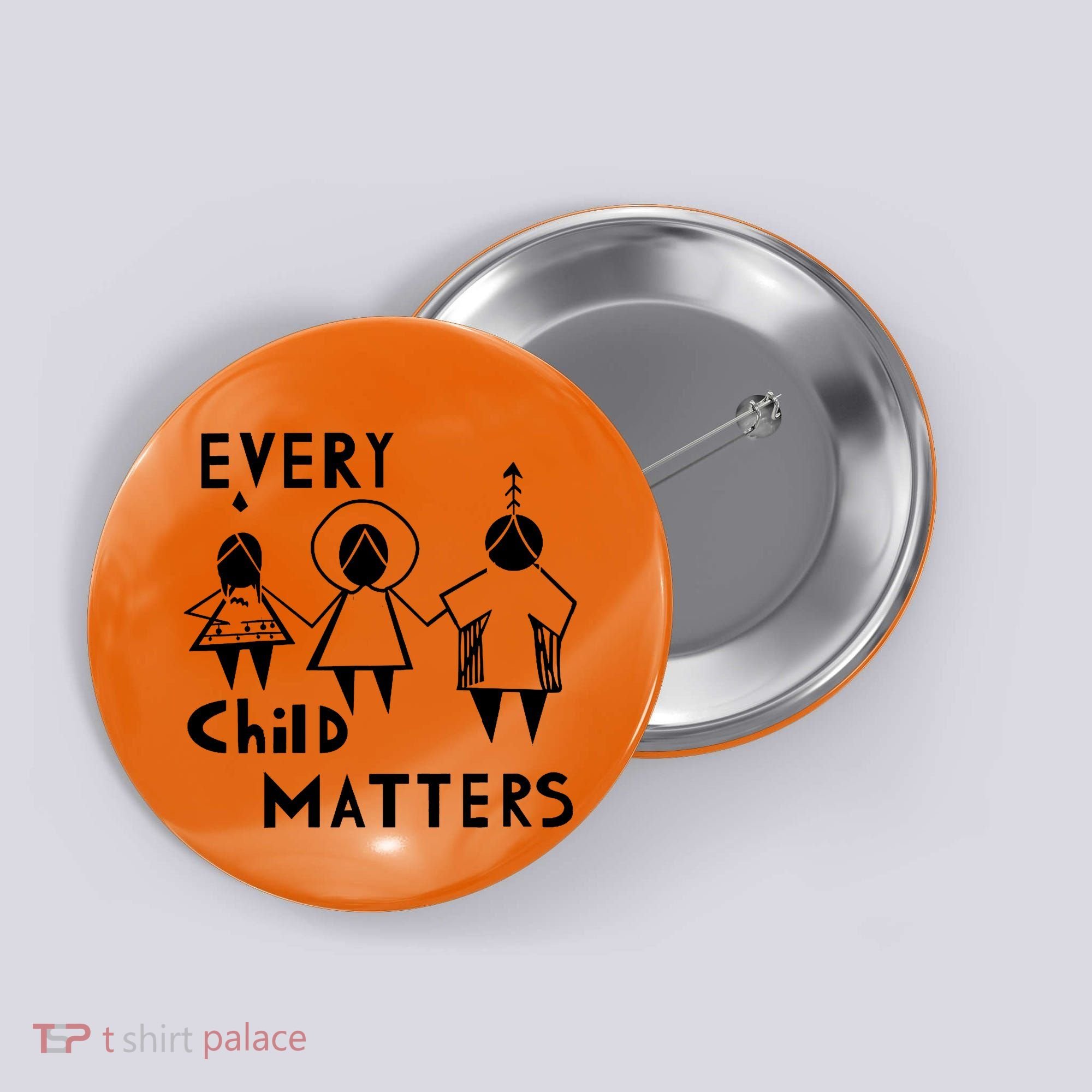 Every Child Matters Black Print Orange Button