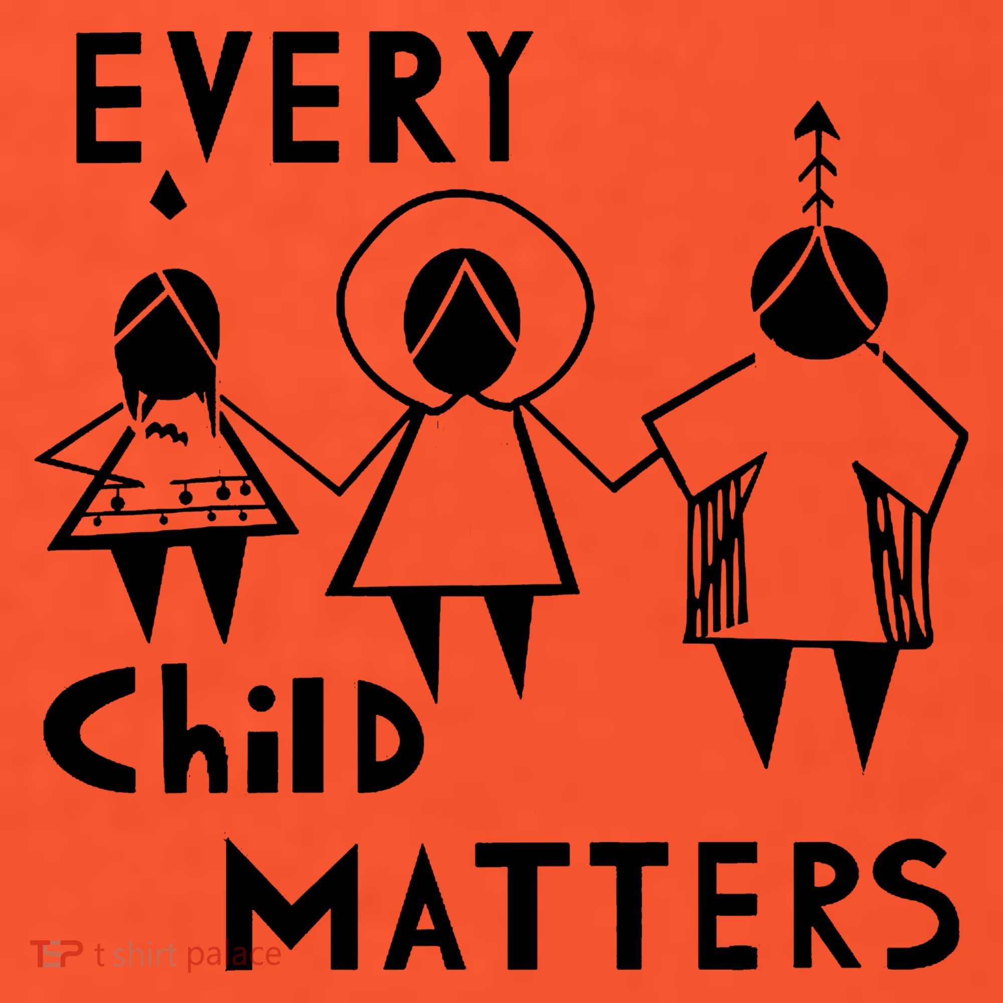 Every Child Matters Black Print Orange Button