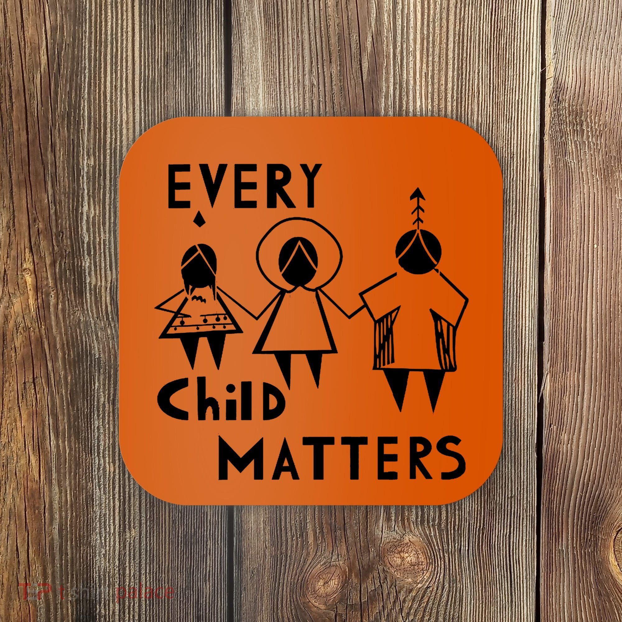 Every Child Matters Black Print Orange Coaster
