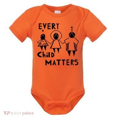 Every Child Matters Black Print Orange Baby Bodysuit
