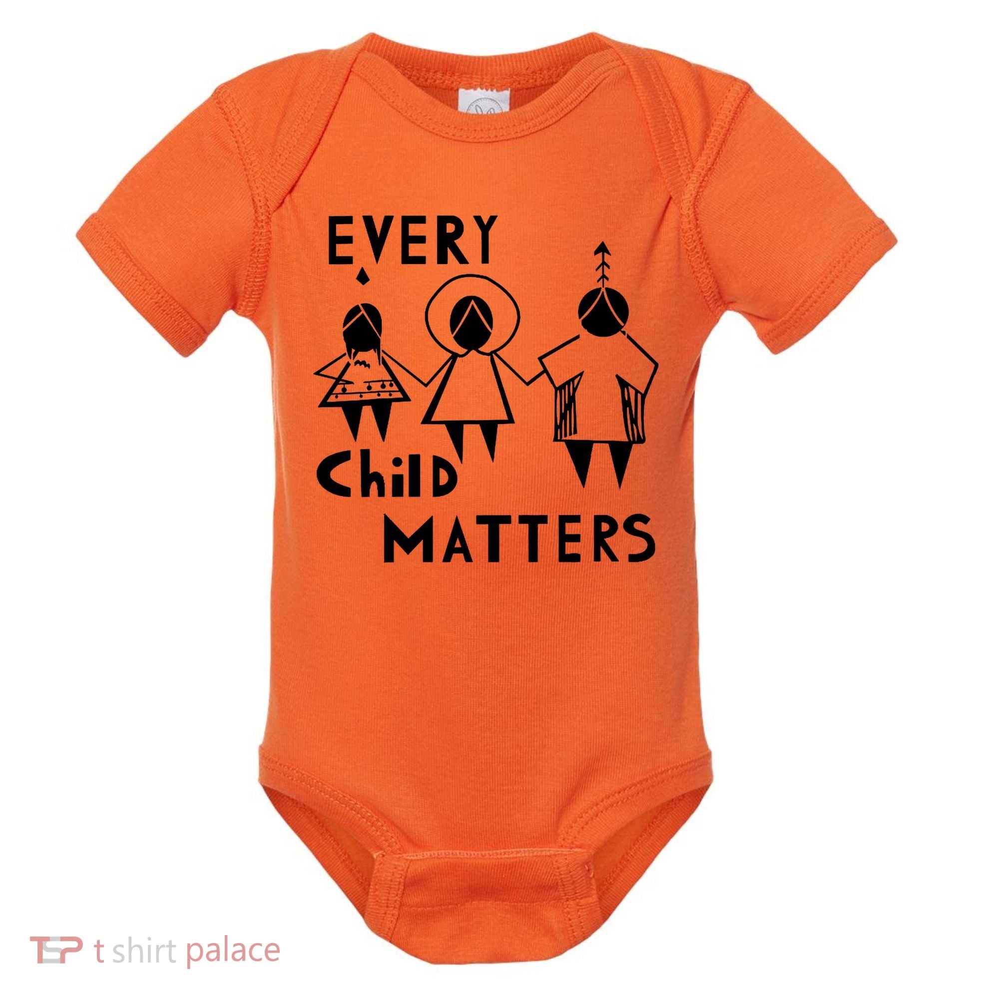 Every Child Matters Black Print Orange Baby Bodysuit