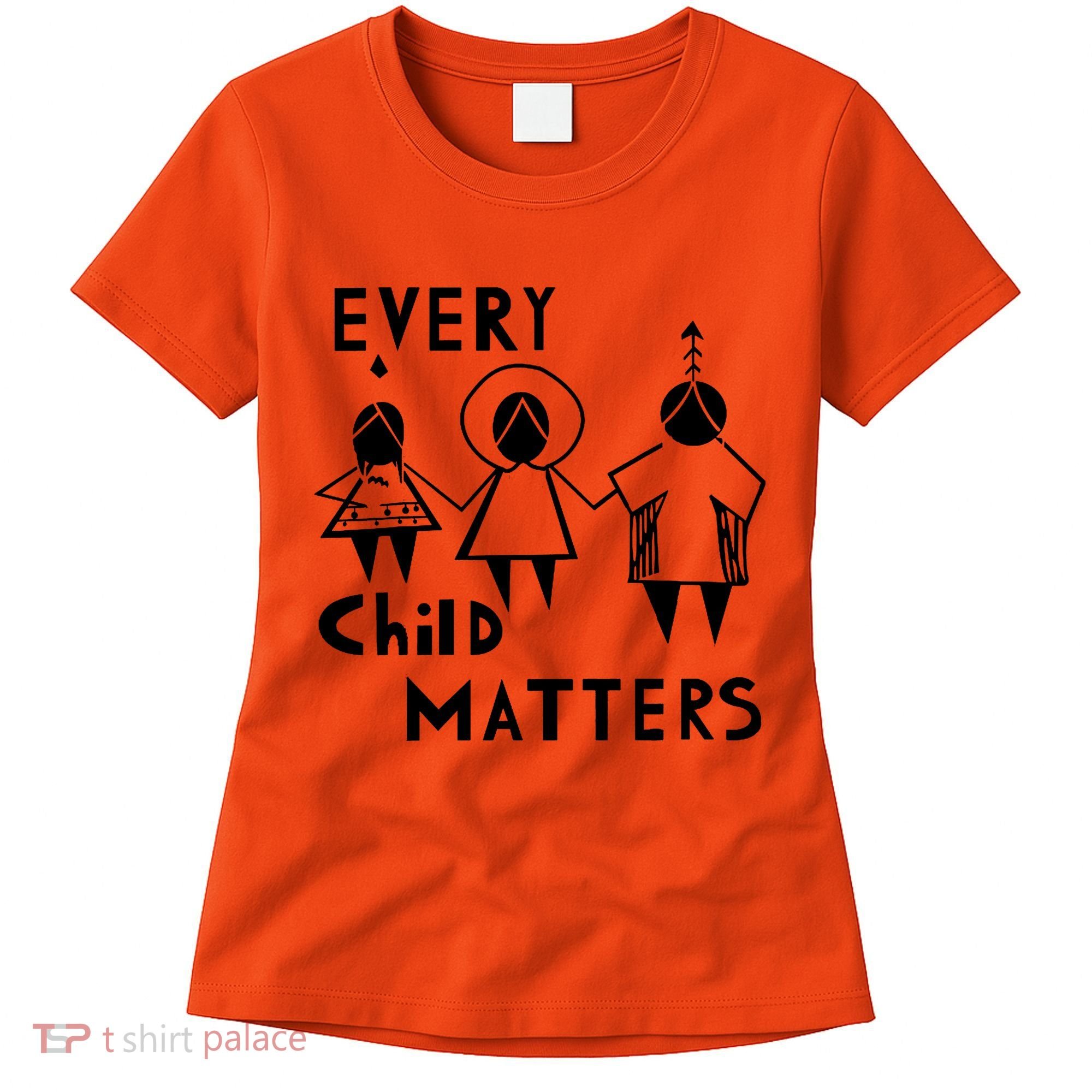 Every Child Matters Black Print Orange Women's T-Shirt