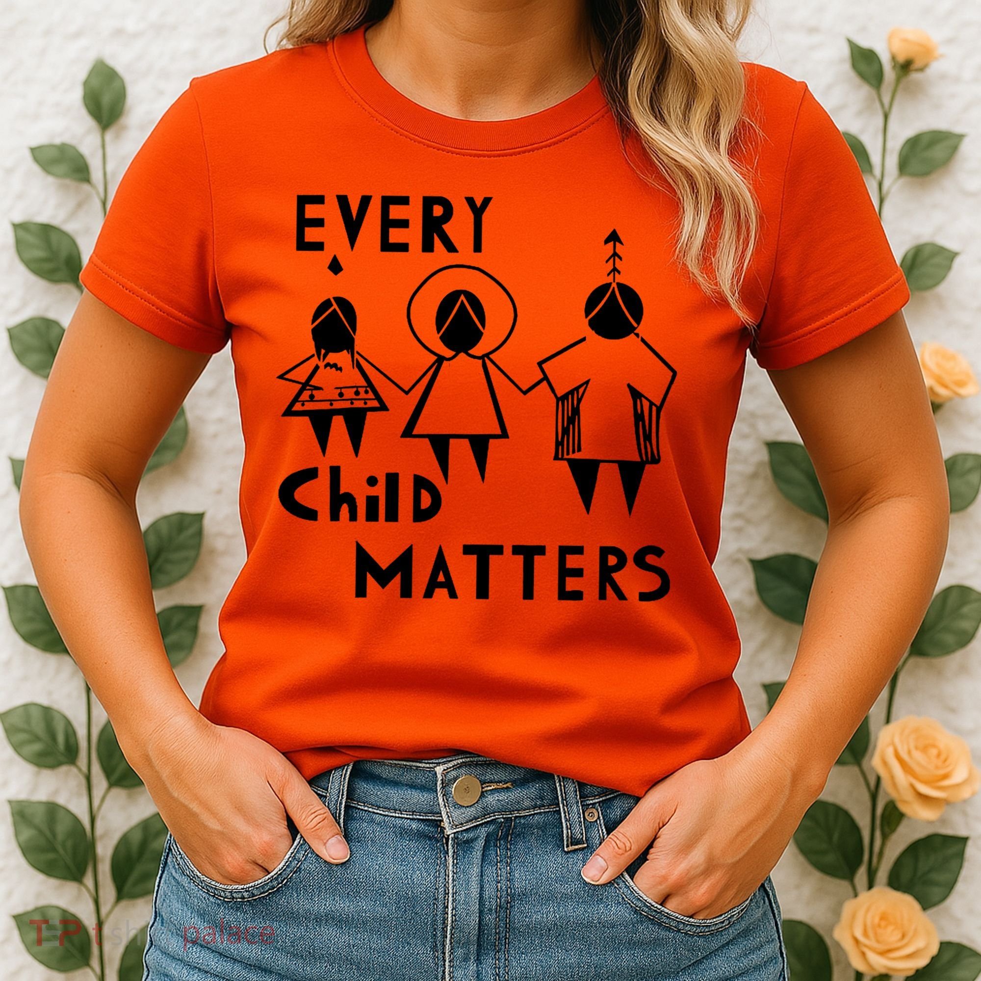 Every Child Matters Black Print Orange Women's T-Shirt