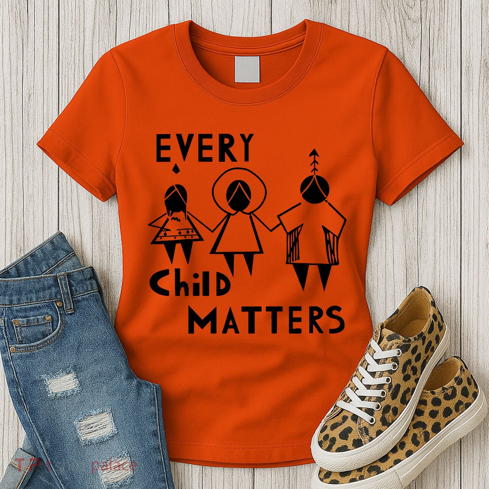 Every Child Matters Black Print Orange Women's T-Shirt