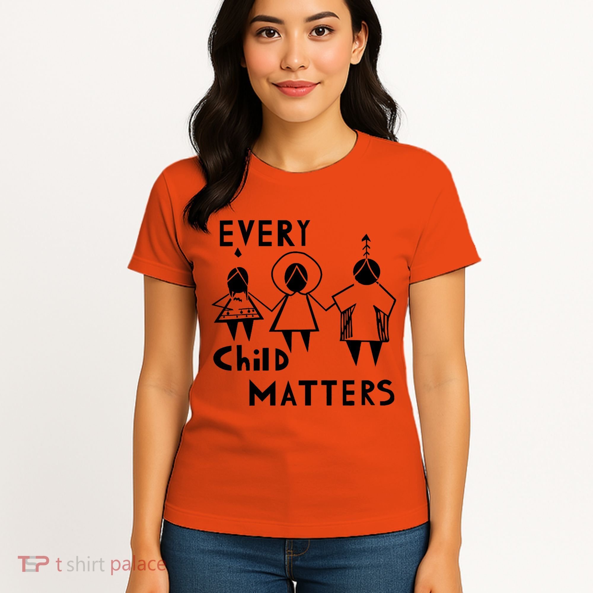 Every Child Matters Black Print Orange Women's T-Shirt