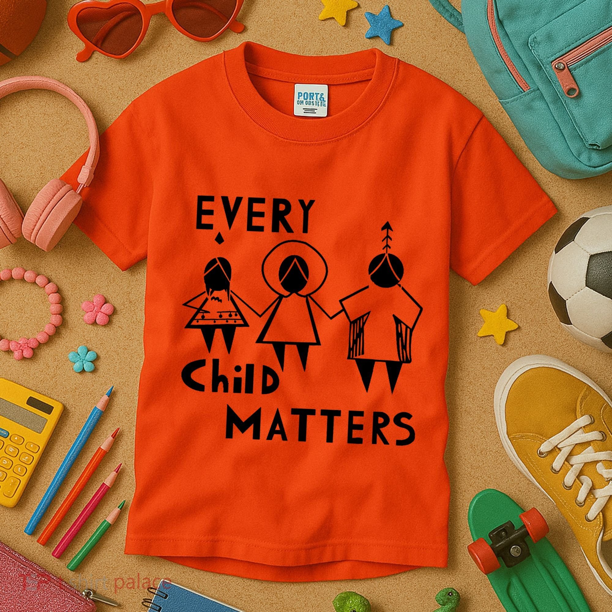 Every Child Matters Black Print Orange Kids T-Shirt