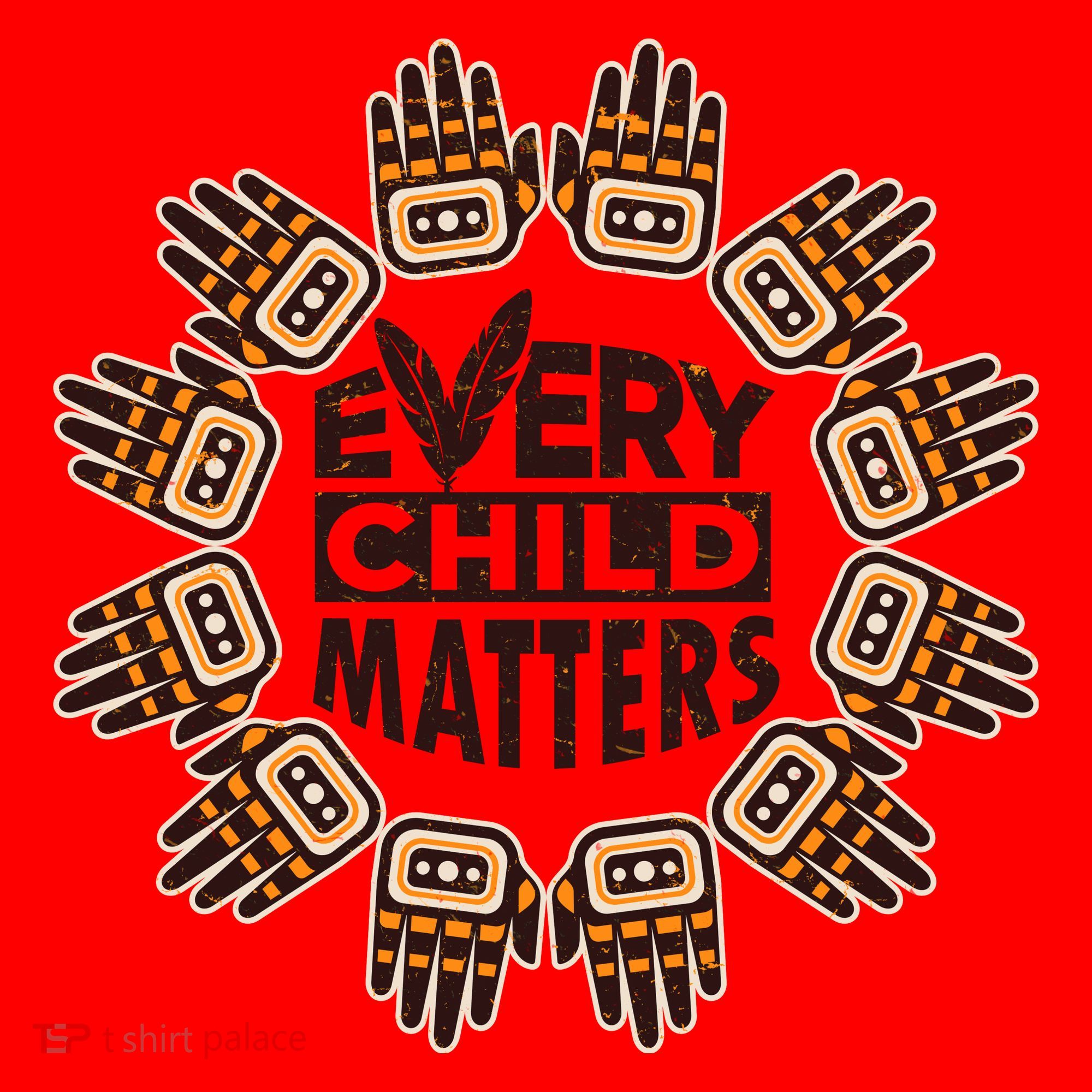 Every Child Matters Native American Hand Pattern Santa Hat