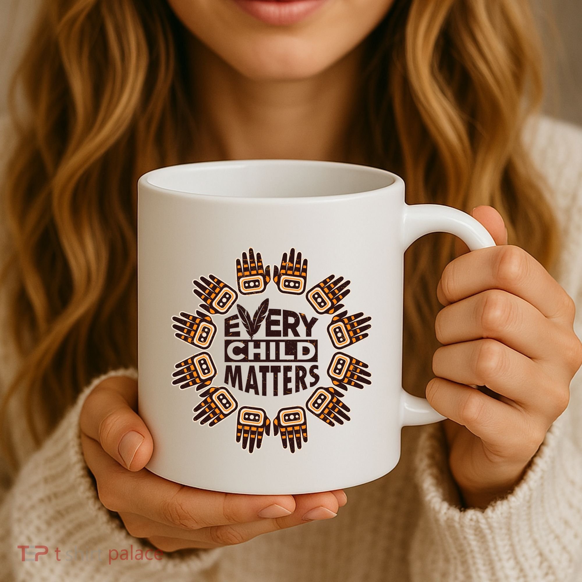 Every Child Matters Native American Hand Pattern Coffee Mug