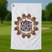 Every Child Matters Native American Hand Pattern Golf Towel thumb 1