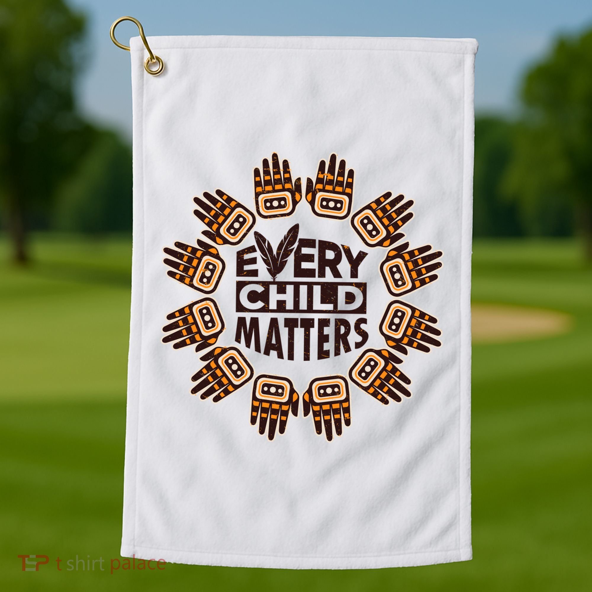 Every Child Matters Native American Hand Pattern Golf Towel